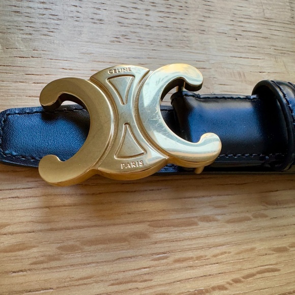 Celine Medium Black Triomphe Belt [100] - Picture 7 of 12